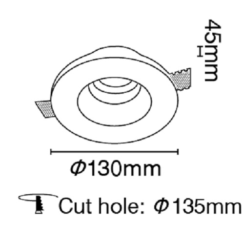 Χωνευτό γύψινο φωτιστικό στρόγγυλο βαθύ GU10 VK/09002 - second view
